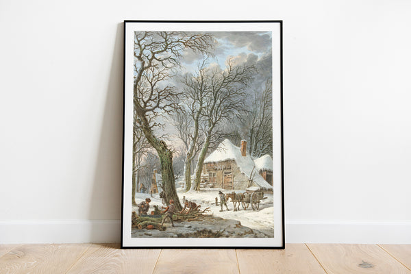 Vintage Winterlandschap Winter Cottage Painting - Fine Art Giclee Art Print