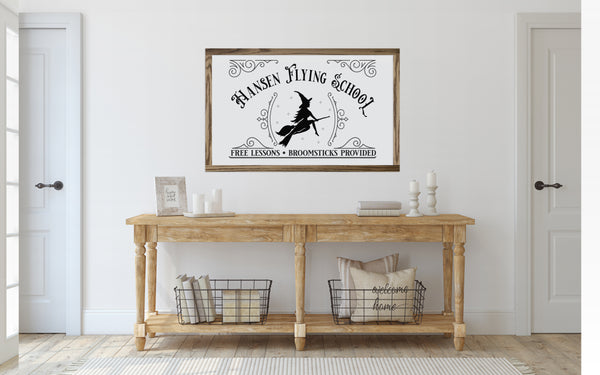 Witches Flying School Canvas & Wood Sign Wall Art