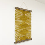 Mustard Yellow Woven Rug Fiber Wall Art with Wood Frame